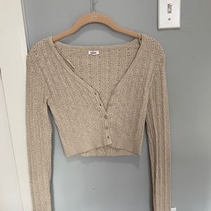 Garage Clothing Courtney Cardi Tan Cropped Sweater Small